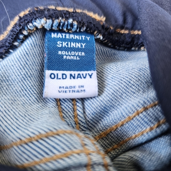OLD NAVY Maternity Rollover Panel Blue  Skinny Jeans Pants Stretch Size 10 L - Picture 7 of 10
